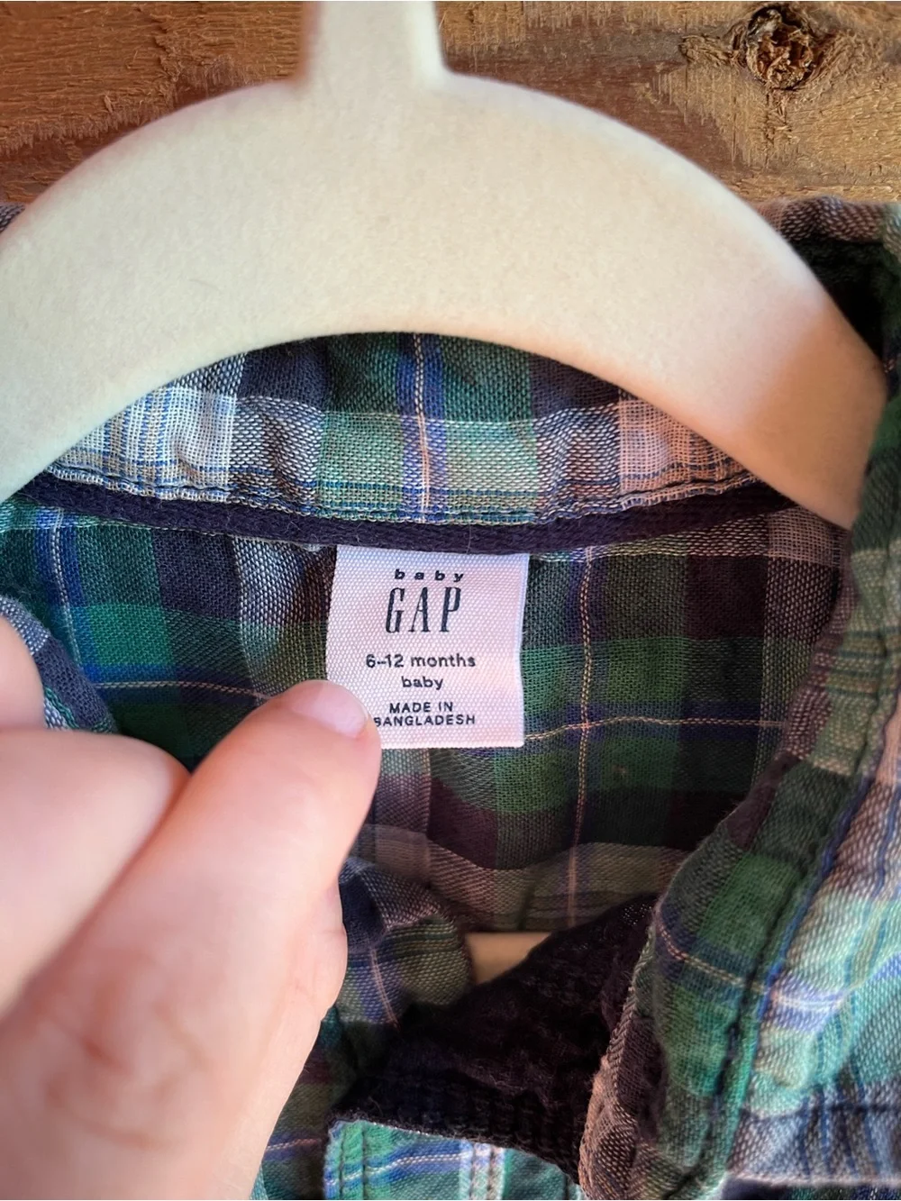 GAP - Kids Baby Green and Navy Plaid Button-Up Shirt